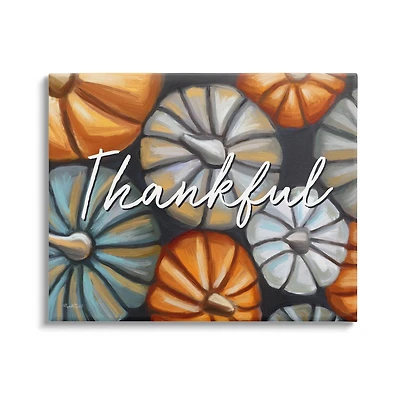 Stupell Industries Autumn Thankful Pumpkins Phrase Canvas Wall Art