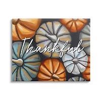 Stupell Industries Autumn Thankful Pumpkins Phrase Canvas Wall Art