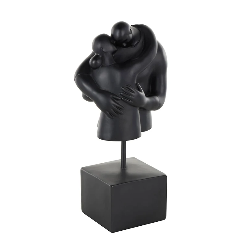 12.5" People Hugging Decorative Sculpture with Square Base