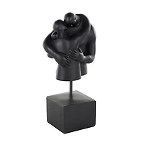 12.5" People Hugging Decorative Sculpture with Square Base