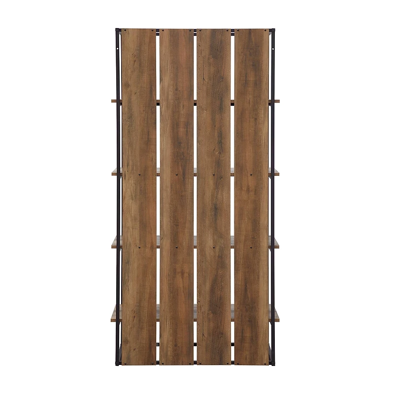 Walker Edison 64" Reclaimed Barnwood & Black Farmhouse Plank Back Bookshelf