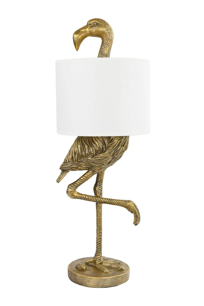 Hello Honey® 32" Gold Finish Resin Flamingo Table Lamp with Linen Shade