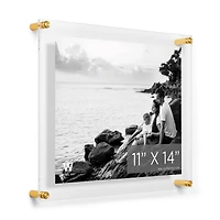 Wexel Art Double Panel Clear Acrylic Floating Wall Frame with Gold Hardware