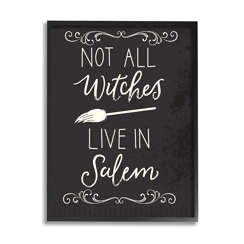 Stupell Industries Not All Witches Live In Salem Broom Framed Giclee Art