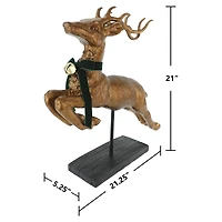 21" Antique Copper Leaping Reindeer with Bell Tabletop Décor by Ashland®