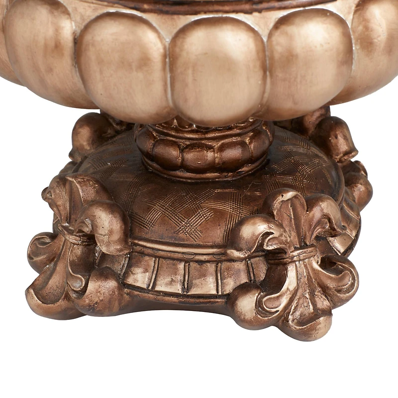 Bronze Polystone Traditional Decorative Bowl, 11" x 17" x 11"