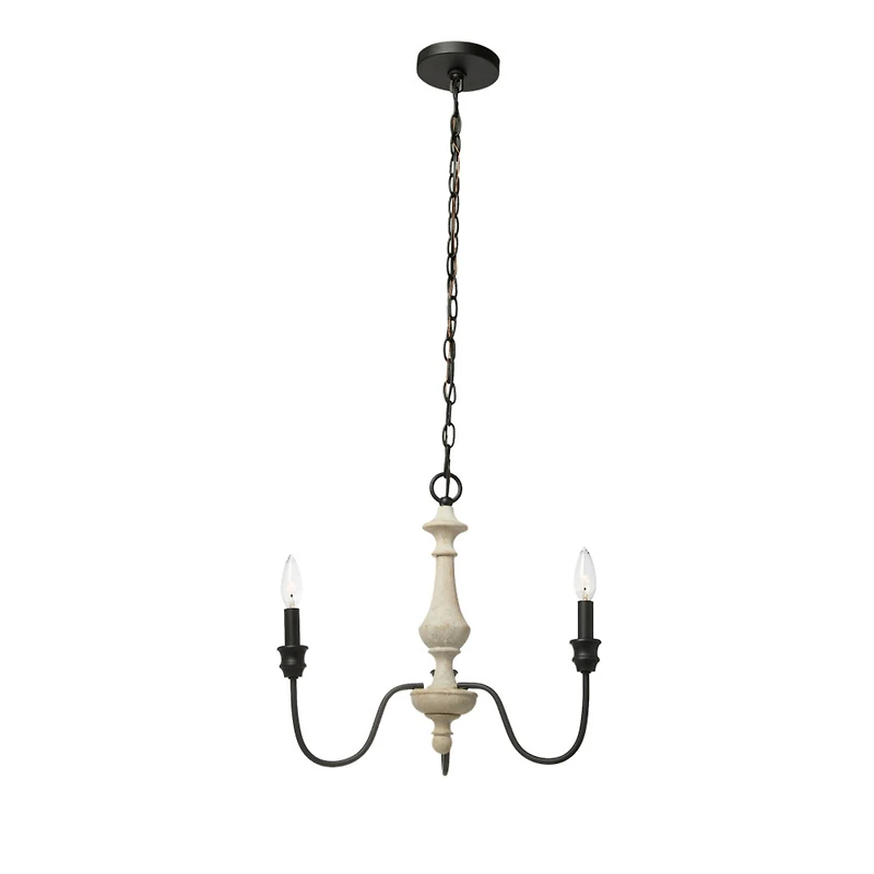Hello Honey® Robert Stevenson Lighting Magnolia 18.5" Matte Black 3-Light White Washed Wood and Metal Chandelier