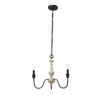 Hello Honey® Robert Stevenson Lighting Magnolia 18.5" Matte Black 3-Light White Washed Wood and Metal Chandelier
