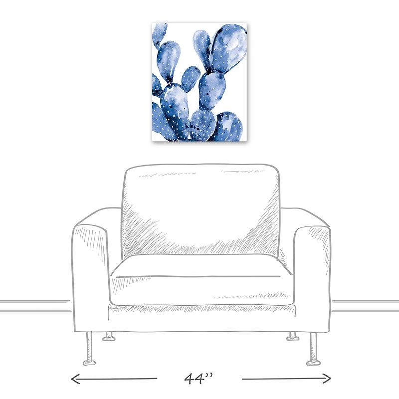 Blue Cactus 16" x 20" Canvas Wall Art