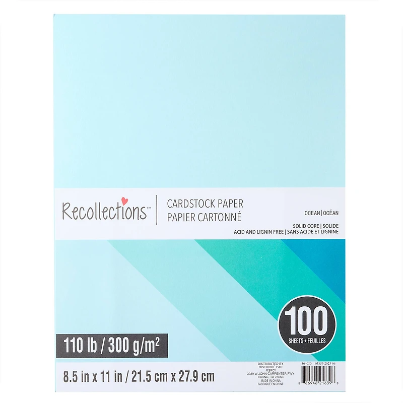6 Packs: 100 ct. (600 total) Ocean 8.5" x 11" Cardstock Paper by Recollections™