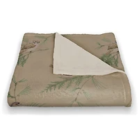 Pine & Birds on Brown Coral Fleece Blanket