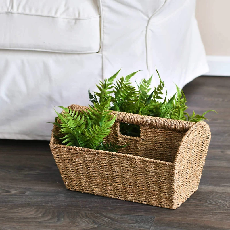 Household Essentials 16.5" Wide Seagrass Rectangular Woven Magazine Rack 