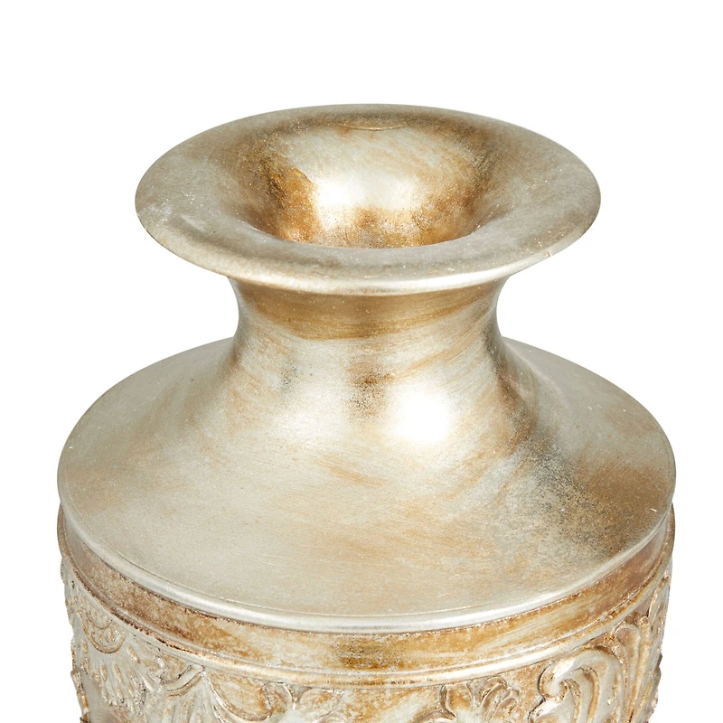 Gold Polystone Traditional Vase, 7" x 7" x 7"