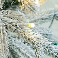 8ft. Pre-Lit Deluxe Flocked Fir Artificial Christmas Tree, Warm White Lights