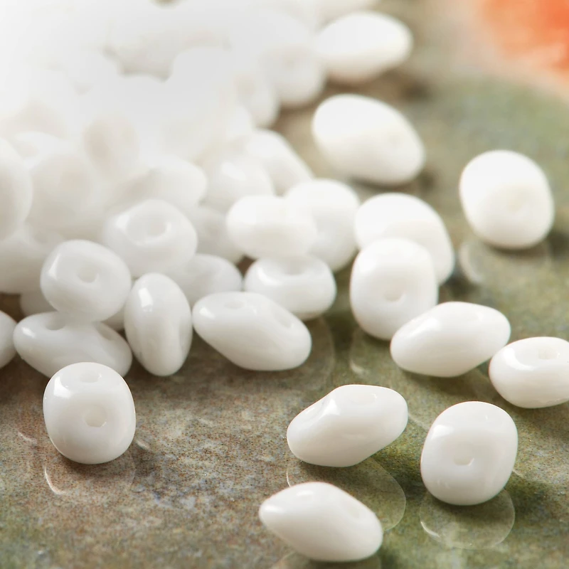 12 Pack: John Bead White Superduo Czech Glass Oval Beads, 18mm