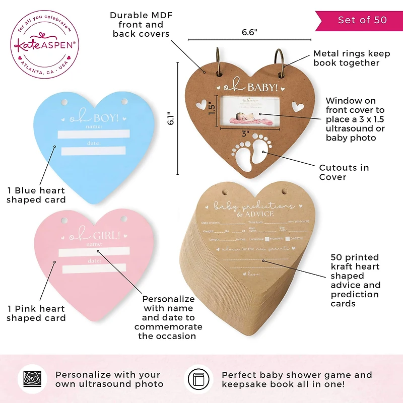 Kate Aspen® Kraft Heart Baby Shower Keepsake Book