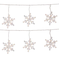 100 Clear Twinkling Snowflake Icicle Christmas Lights - 8.6 ft White Wire