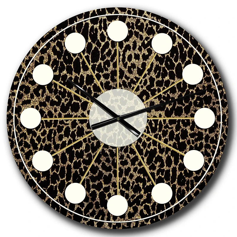 Designart 'Leopard Fur Safari V Mid-Century Modern Wall Clock