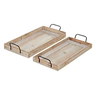 Wood Boho Style Tray Set