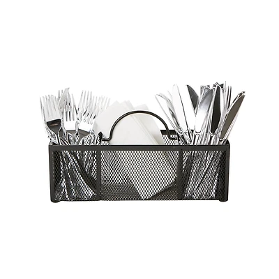Mind Reader Black 3-Section Mesh Cutlery Caddy