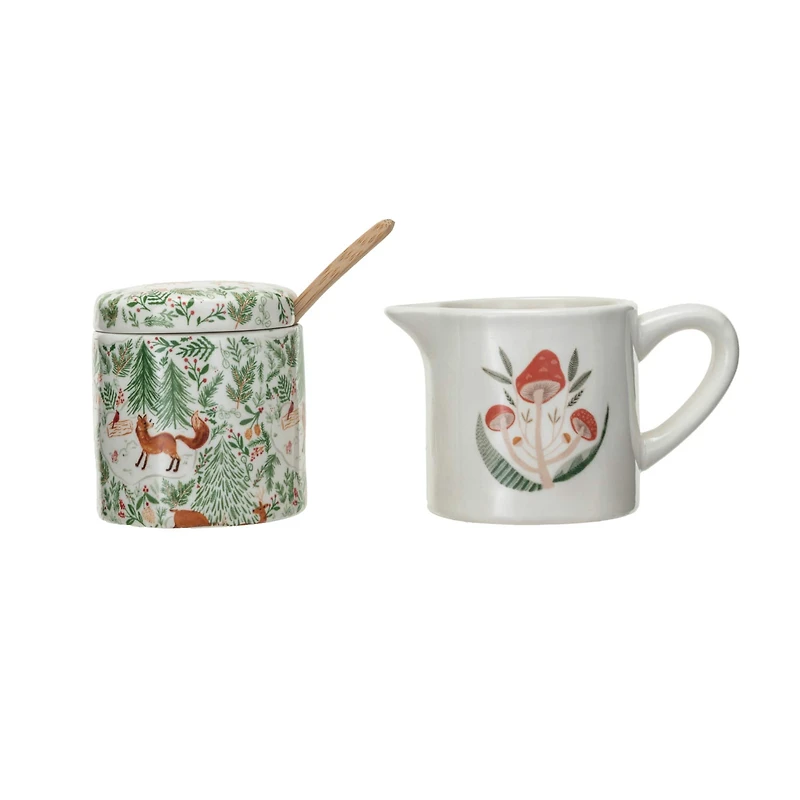 Hello Honey® Woodland Flora & Fauna Stoneware Creamer & Sugar Pot Set