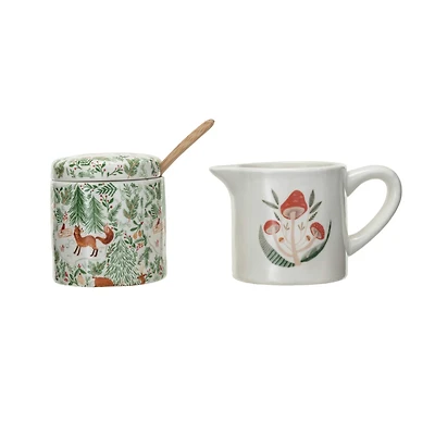 Hello Honey® Woodland Flora & Fauna Stoneware Creamer & Sugar Pot Set