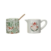 Hello Honey® Woodland Flora & Fauna Stoneware Creamer & Sugar Pot Set