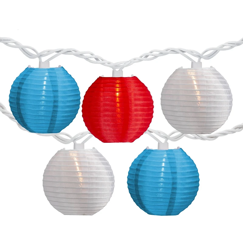 10ct. Red, White & Blue 4th of July Paper Lantern Lights