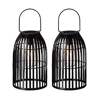 Glitzhome® 9.75" Metal Woven Solar Powered Hanging Lantern