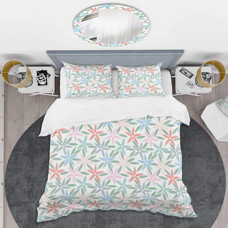 Designart 'Retro Abstract Flower Design III' Mid-Century Duvet Cover Set