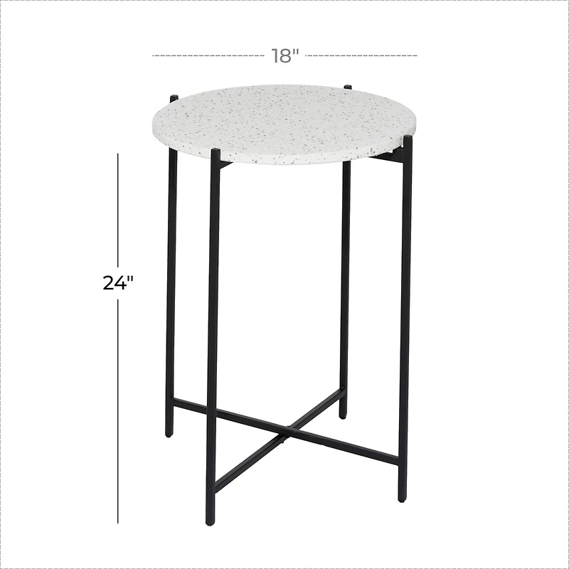 24" Black Contemporary Terrazzo Accent Table