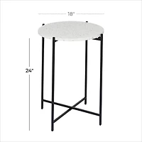 24" Black Contemporary Terrazzo Accent Table