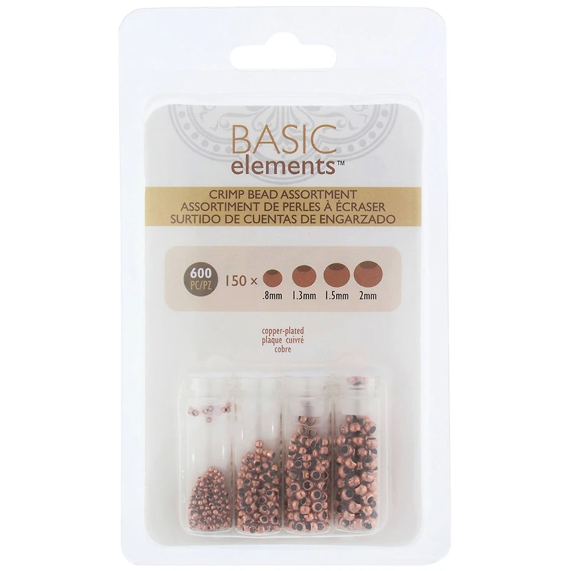 The Beadsmith® Assorted Copper Plated Crimp Beads, 600ct.