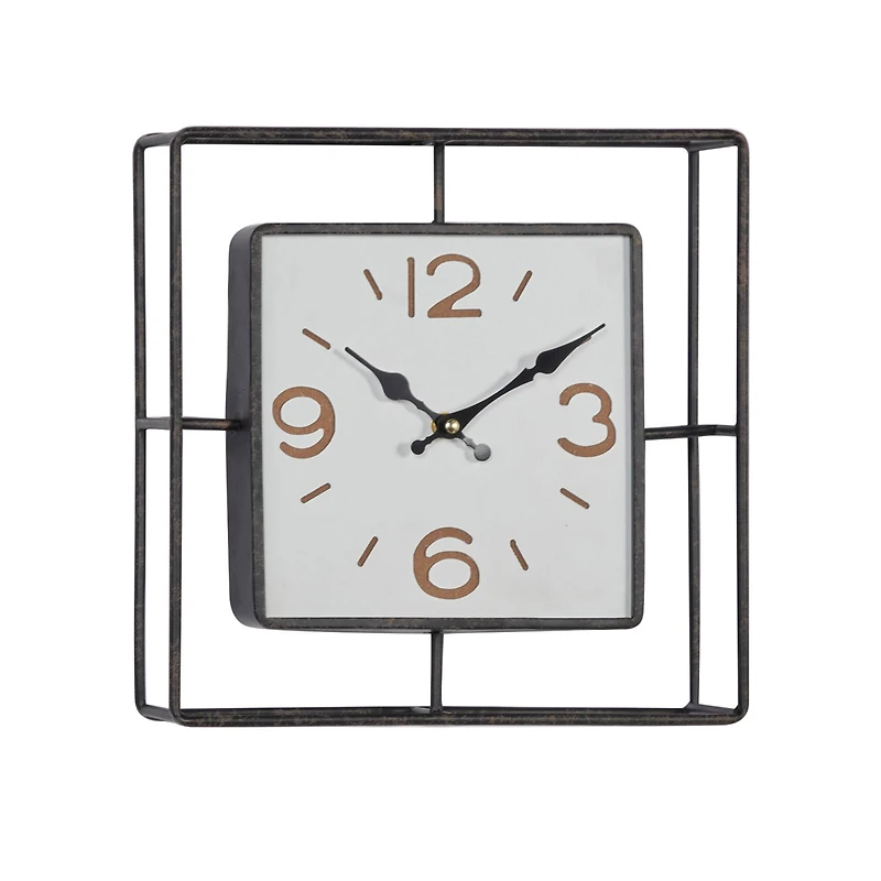 Black Contemporary Metal Wall Clock, 12" x 12"