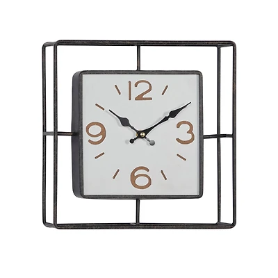 Black Contemporary Metal Wall Clock, 12" x 12"