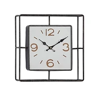 Black Contemporary Metal Wall Clock, 12" x 12"