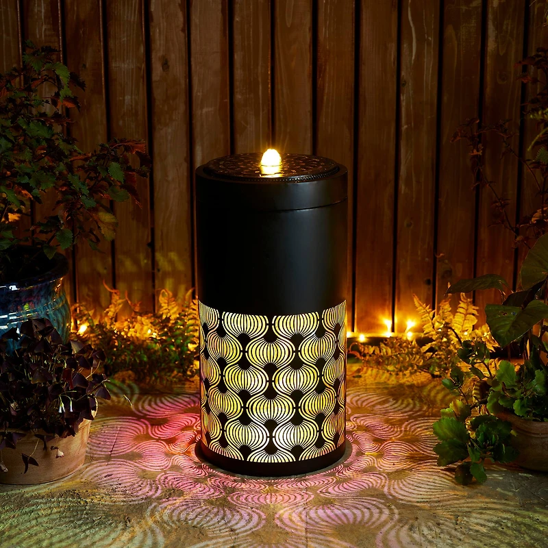 Glitzhome® 24" Metal LED Cutout Pattern Outdoor Fountain