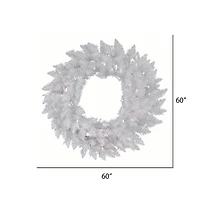 60" Sparkle White Spruce Wreath, Warm White LED Lights
