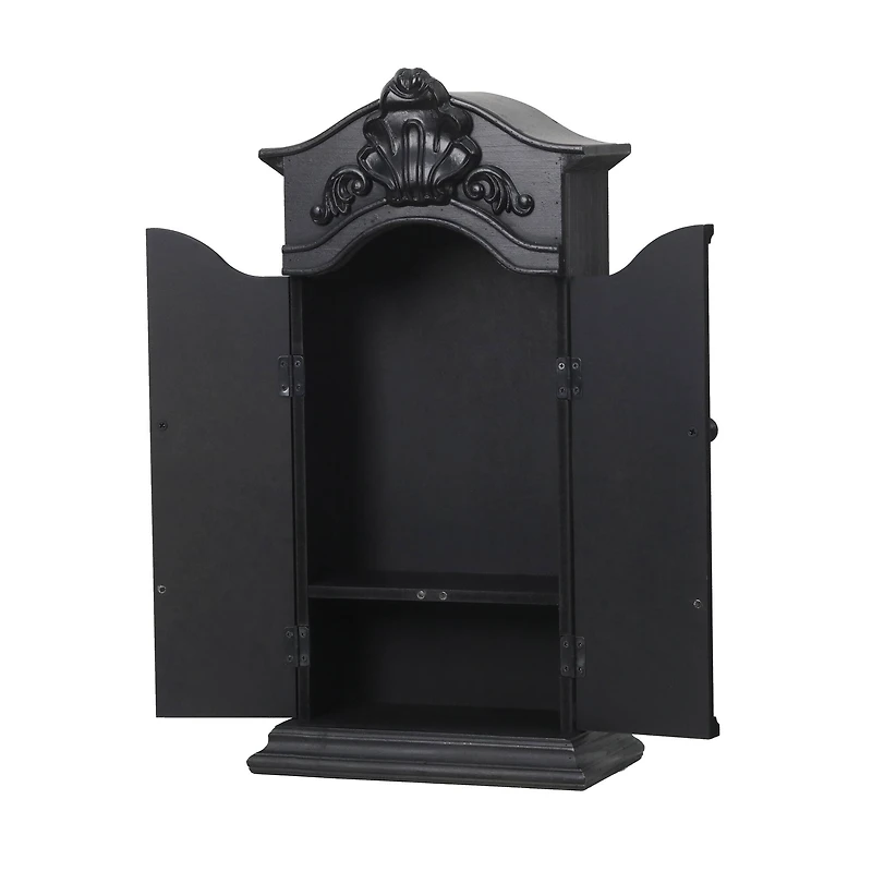 21" Black Brocade Skull Cabinet Shelf Tabletop Décor by Ashland®