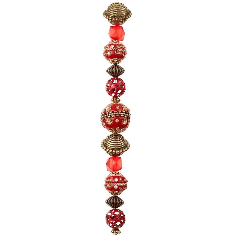 12 Pack: Bead Landing™ Red & Gold Strung Beads
