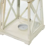 Set of 2" White Wood Coastal Lantern, 19", 12"