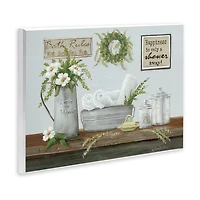 Stupell Industries Farmhouse Bathroom Counter Still Life Motivational Phrases Wall Plaque Art