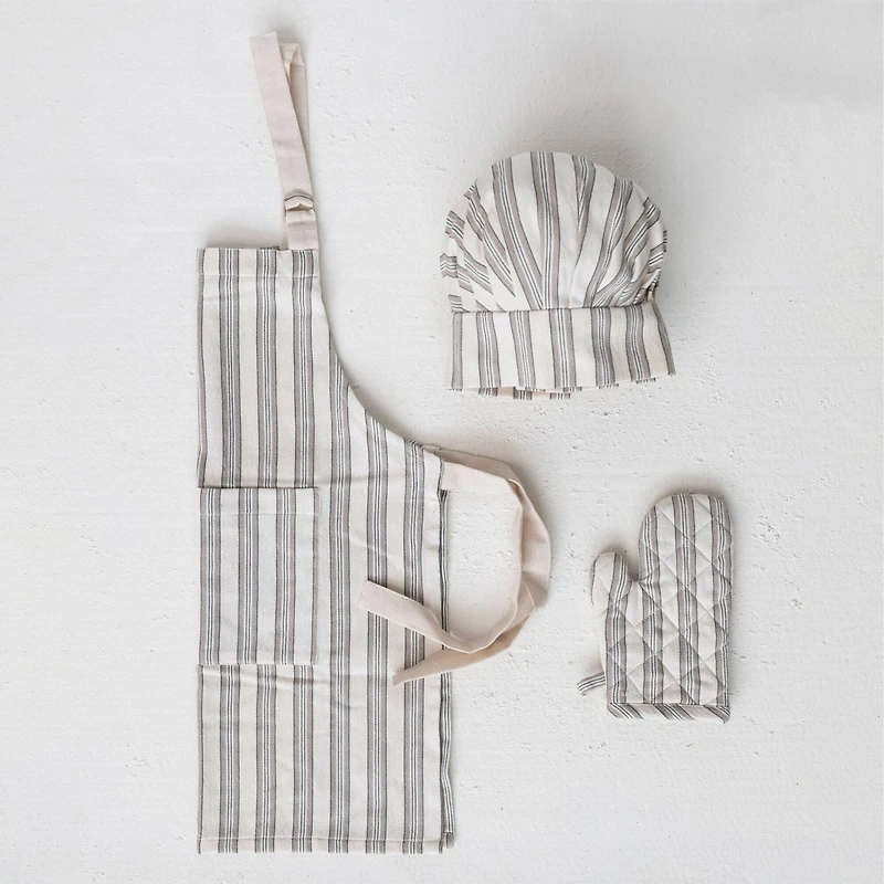 Hello Honey® Striped Cotton Child Apron with Chef Hat & Oven Mitt Set