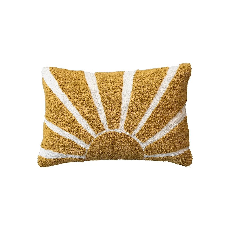 Hello Honey® 24" Yellow Sun Punch Hook Lumbar Pillow