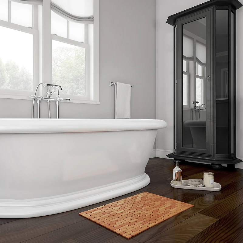 Hastings Home Bamboo Non-Slip Bath and Shower Mat, 24" x 16"