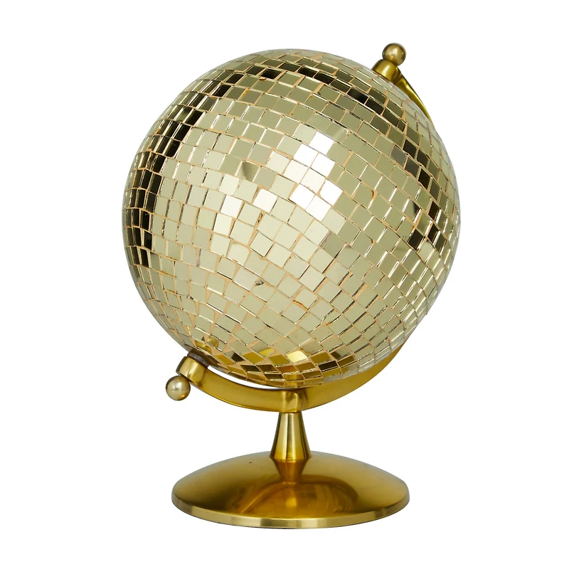 The Novogratz Gold Stainless Steel Glam Globe, 9" x 8" x 12"