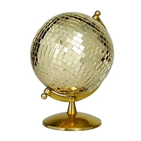 The Novogratz Gold Stainless Steel Glam Globe, 9" x 8" x 12"