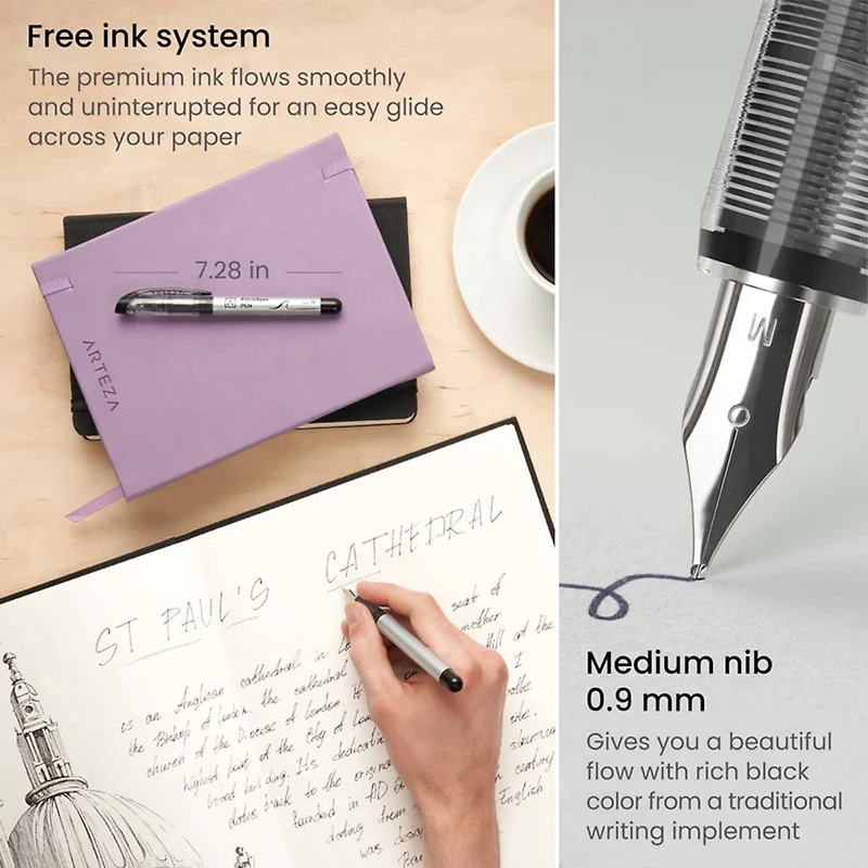 Arteza® Black Medium Nib Disposable Fountain Pens, 12ct.