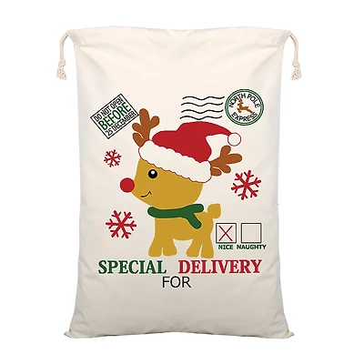 Personality Case™ 19" x 26" Baby Reindeer Delivery Christmas Cotton Sack