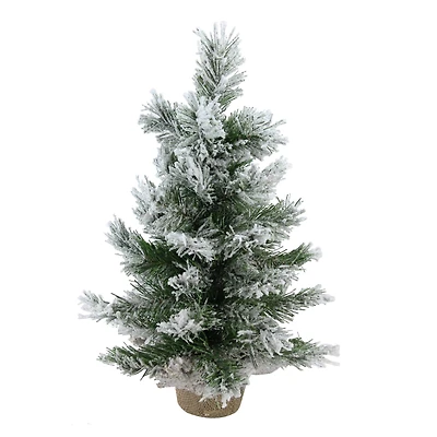 18" Unlit Flocked Pine Artificial Christmas Tree in Burlap Base
